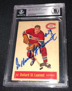 DOLLARD ST. LAURENT SIGNED 1957 PARKHURST #M10 CARD BECKETT AUTO CANADIENS - Picture 1 of 2