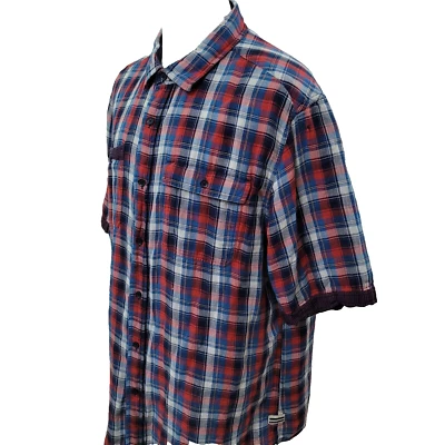 Camisa informal de manga corta de algodón a cuadros rojos talla 3XL de Sean John para hombre Foto 1 de 4