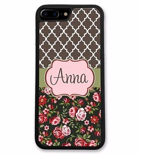 Floral Roses Lattice iPhone 7 Case, Monogrammed iPhone 7 Plus Case Monogram - Photo 1 sur 3
