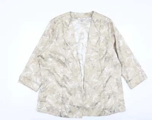 TanJay Womens Gold Floral Jacket Size 14 Hook & Eye - Picture 1 of 12