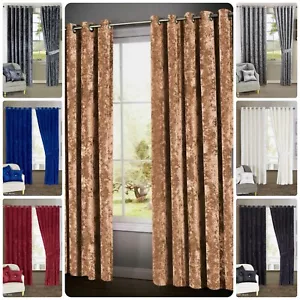 Modern Beautiful Design Heavy Crushed Velvet Ready Made SANTIAGO Curtains Pair - Picture 1 of 78