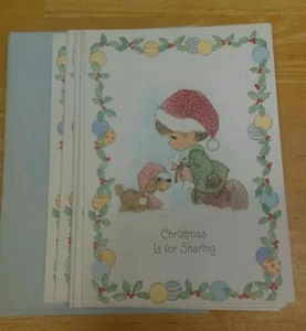 1994 Vintage Card Precious Moments Christmas Sharing Greeting Christian Cards - Picture 1 of 6