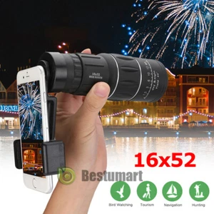 HD 16x52 Monocular Hunting Phone Camera Zoom Camera Lens + Phone Clip Telescope - Picture 1 of 24