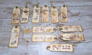 12~Vintage~French~Numbers~Junk Journal~Linen Cardstock~Gift~Hang~Tags - Picture 1 of 1