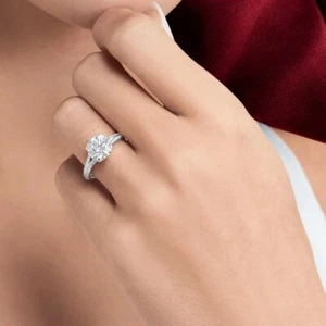 1.50 Ct Round Cut Lab Created Diamond Wedding Ring 14k White Gold IGI Certified - Picture 1 of 13