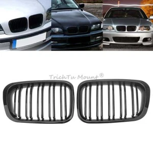 Matte Black Front Kidney Grill Grille For 1998-2001 BMW E46 3 Series 4Door Sedan - Picture 1 of 21