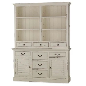 Distressed Cottage Farmhouse Open Kitchen Display Cabinet White Bramble - Picture 1 of 2