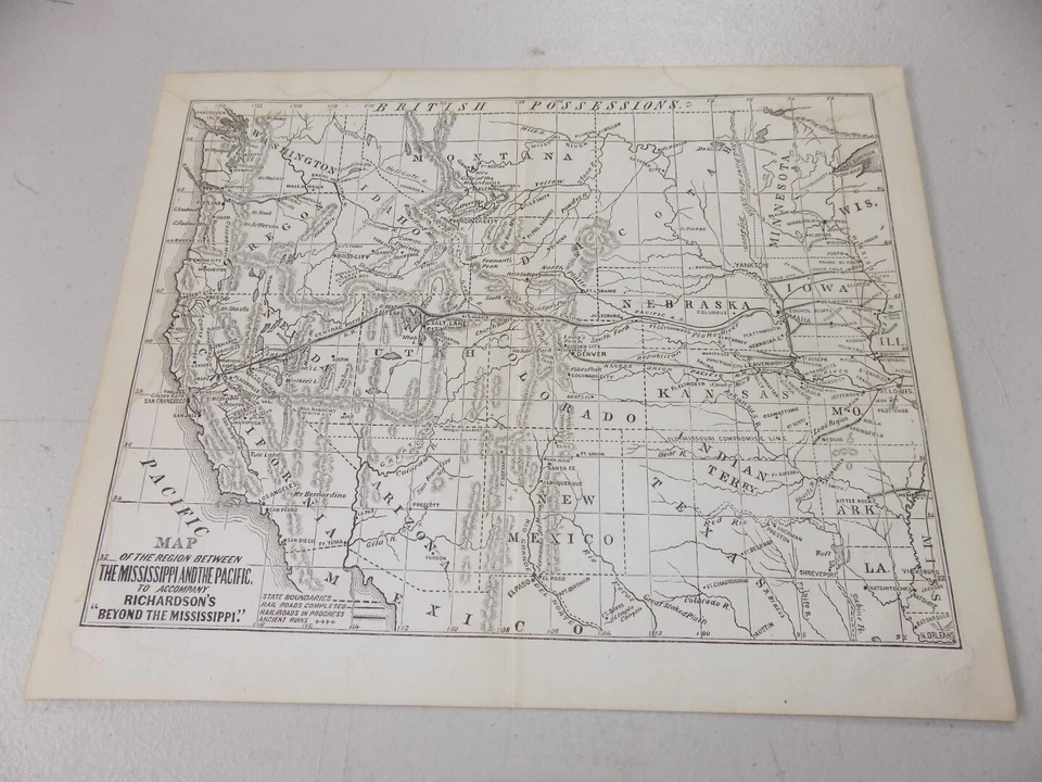 Mapa 1869 REGIÓN ENTRE EL MISSISSIPPI y el Pacífico Foto 1 de 1