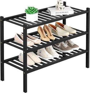 Zapatero de bambú de 3 niveles para armario estante de zapatos de madera independiente organizador de almacenamiento - Imagen 1 de 8
