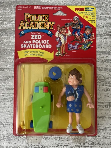 1988 Police Academy ZED AND POLICE SKATEBOARD Action Figure Carded *MINT* Cover
