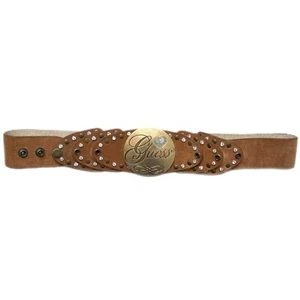 vintage y2k guess western brown leather studded belt size s/m - Picture 1 of 3