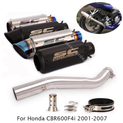 Slip for Honda CBR600F4i 2001-2007 Exhaust Tips Black Muffler Mid Pipe System - Image 1 of 4