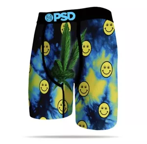 PSD Happy Weed Boxer Briefs XL Underwear Happy Face Leaf Blue Green Yellow NEW - Picture 1 of 3