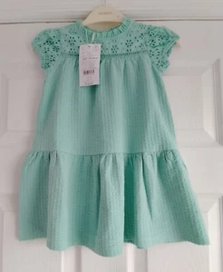 NEW MONSOON - Age 12 - 18 Months - Aqua Broderie Dress - Picture 1 of 8
