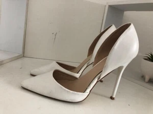 BOOHOO LADIES WHITE LEATHER SLIP ON STILETTO HEELED SHOES UK SIZE 6 EUR 39 K152 - Picture 1 of 8