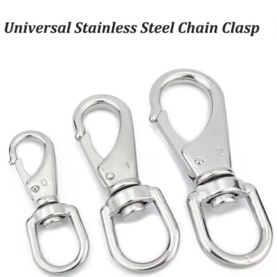 A2 Stainless Steel Large Swivel Lobster Clasp Clips Carabiner Snap Hook key Ring - Image 1 of 4