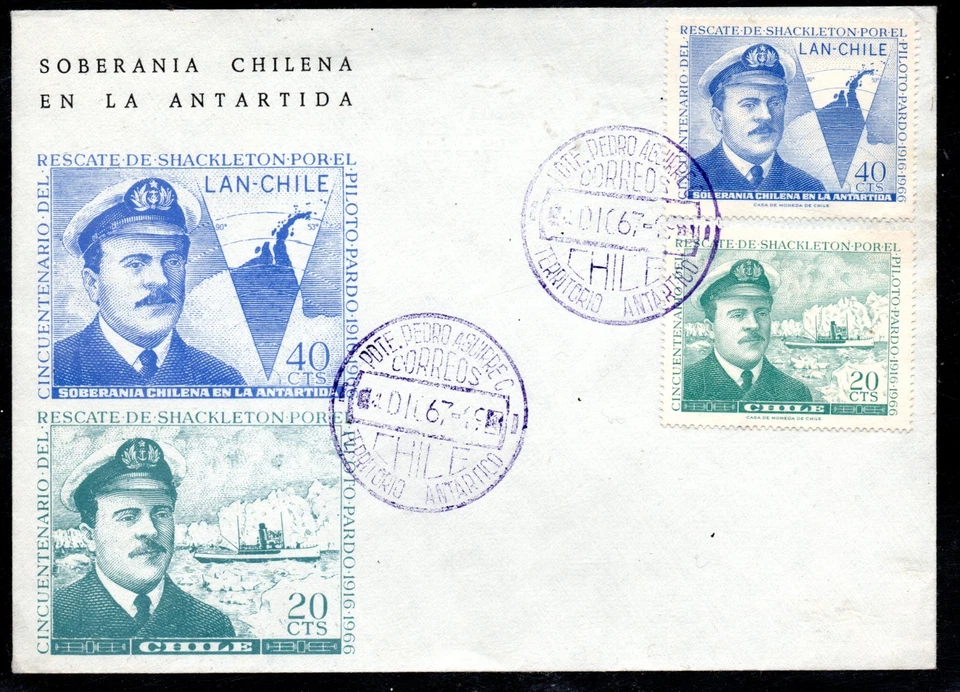 CHILE, SOBRE SOBERANIA ANTARTICA, BASE P. AGUIRRE CERDA, 1967    #SEPT-135 - Image 1 of 1