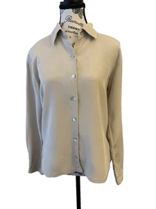 Chico’s Design Women’s Silk Blouse Size 0 (4) Beige  Long Sleeve - Picture 1 of 10