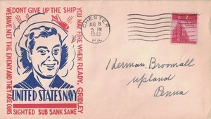 8 Aug 1943 Patriotic Cover, Don't Give Up the Ship - Picture 1 of 2