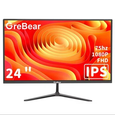 GreBear IPS Computer Monitor 24 Inch, FHD 1080p PC Monitor 5ms(GTG) 99% sRGB,Ult - Image 1 of 4