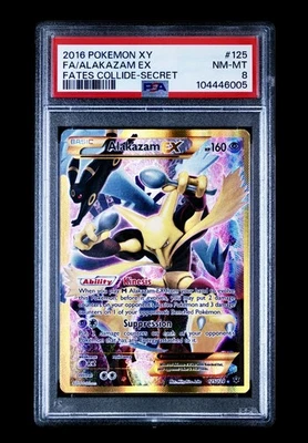 2016 Pokemon XY Fates Collide Secret #125 Full Art Alakazam EX PSA 8 Secret Rare - Image 1 of 4