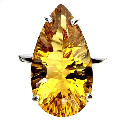Anillo de plata de ley 925 corte cóncavo citrino 11ct hecho a mano gema joyería talla 7 Foto 1 de 4
