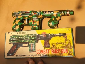 Tin toy 1950's Nomura-Japan friction COMBAT BURP GUN (PISTOL) mint in nice box. - Picture 1 of 24