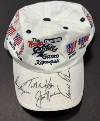The Wendy's Skins Game Jack Nicklaus Arnold Palmer Signed Hat Watson 6 Auto Psa - Image 1 of 4