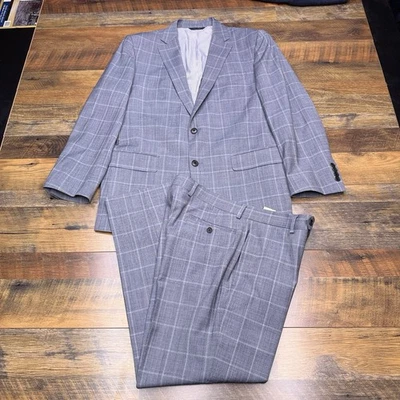 Traje Brooks Brothers Regent Fit 42R gris lana pantalones a cuadros 34x27,5 Foto 1 de 4