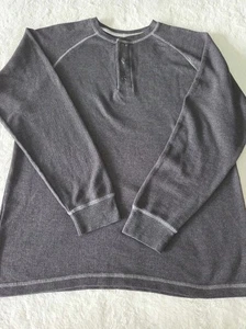 Red Head Thermal Henley Shirt Gray Mens Large Long Sleeve Waffle Knit  - Picture 1 of 8