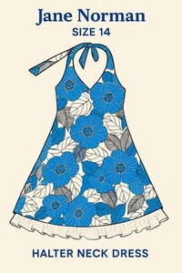 Vintage Y2K 2000's Jane Norman deadstock Floral Halterneck Mini Dress Sz 14. - Picture 1 of 12