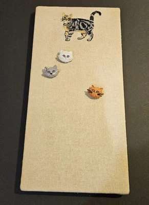 Embroidered Bulletin Board with Cats + 3 cat pins - Image 1 of 4