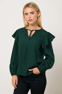 M&Co Petite Women's Floral Print Tie Neck Blouse - Picture 1 of 7