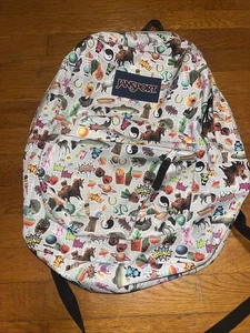 Jansport Knit Backpack School Bag Superbreak Emoji Gray Colorful - Standard Size - Picture 1 of 8
