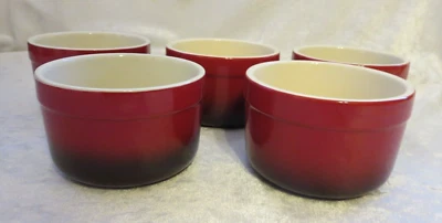 Denby 5 Ramekins rojo cereza ombre nuevo sin etiquetas nuevo sin etiquetas Foto 1 de 4