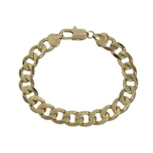 Mens 9ct Gold XP 12mm Curb Bracelet 9" Length Huge XXL - Picture 1 of 4