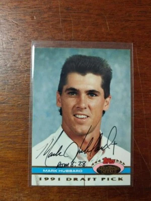 1991 Topps Stadium Club Mark Hubbard Signed Card - COA - Image 1 of 2