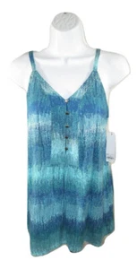Sonoma Top Sleeveless Babydoll Teal Patterned Flowy V-Neck Blouse Womens Size XS - Picture 1 of 4