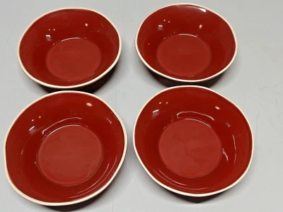 Set~4 Viva by Vietri CHROMA RED w/natural rim Cereal Soup Salad Bowls 7" dia NWT - Image 1 of 3