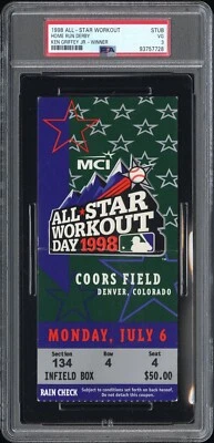 MLB All Star Game 1998 Home Run Derby Ken Griffey Jr gana PSA 3 talón de boleto en muy buena condición Foto 1 de 4