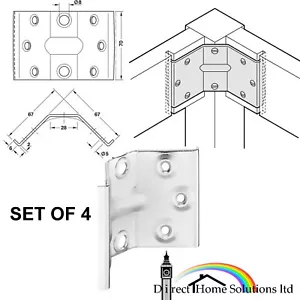 Juego de 4 grandes soportes de esquina de acero Muebles Mesa Silla Pata Altura 70mm - Imagen 1 de 6