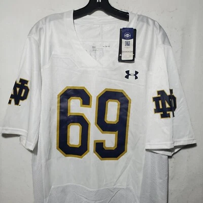 Camiseta de futebol masculina Notre Dame Fighting verde irlandesa Starr #69 GG branca nova com etiquetas  - Imagem 1 de 4