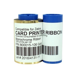 800015-106 Ruban en or pour imprimante Zebra P300 P310i P320i P330i 1000 - Picture 1 of 4
