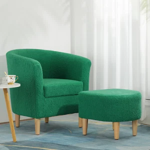 Sherpa Accent Chair Green Teddy Fabric Upholstered Comfortable Arm Chair Sofa US - Picture 1 of 11