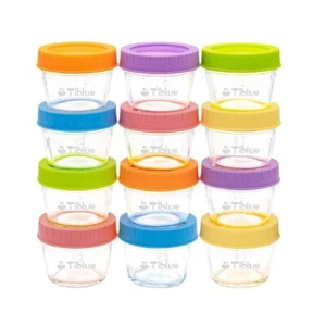 Glass Baby Food Storage Containers Set of 12, Leakproof 4 oz Reusable Food Jars - Picture 1 of 7
