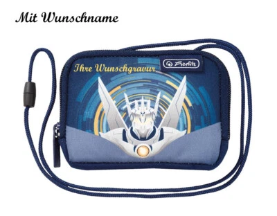 GRAVUR BY LIVEPAC-GESCHENKELT Herlitz Kinder Brustbeutel mit Namensgravur - Geldbörse - Geldbeutel - "Roboter"