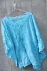 Reba 2xl Made In US Women’s Tunic Light Weight blue blouse Embellished front