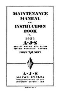 (0044) 1953 AJS Singles Maintenance manual - Picture 1 of 1