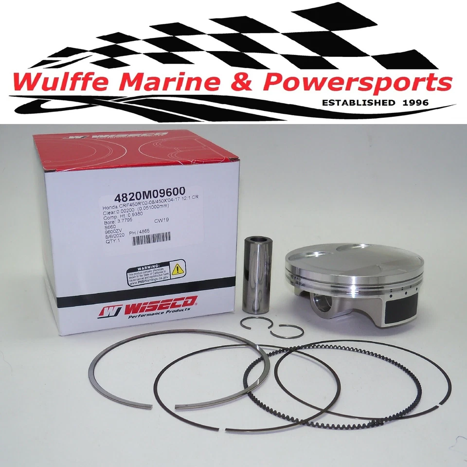 Wiseco Piston Kit Honda CRF450R 2002-08 CRF450X 2005-17 4820M09600 96mm STD Bore - Image 1 of 1