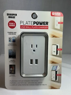 Sharper Image PLATEPOWER USB Wall Plate Charger TSI-609 – New, Factory-Sealed - Image 1 of 4